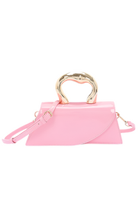 Silver Handle Patent Leather Swing Bag Purse
