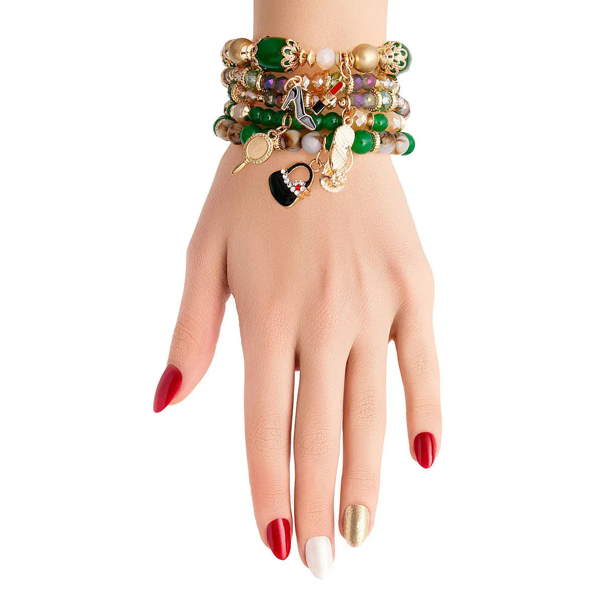 Green Bead Fashion Charm Bracelets – Stylish & Vibrant Jewelry Set - Modestly Vogue