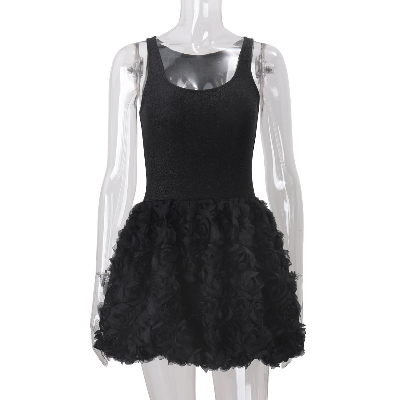 Fall U-Collar Plush Slim Fit Patchwork Solid Color Sling Dress