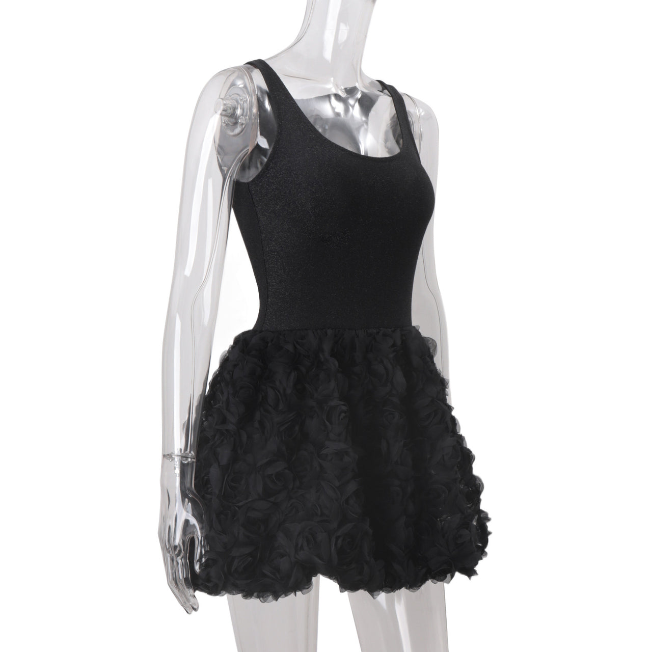 Fall U-Collar Plush Slim Fit Patchwork Solid Color Sling Dress