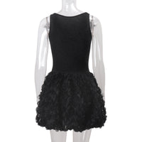 Fall U-Collar Plush Slim Fit Patchwork Solid Color Sling Dress