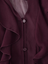 V-Neck Summer Blouse with Laminated Detail – Casual Shirt for Women