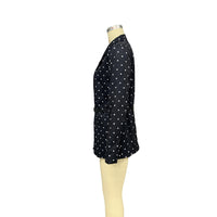 Spring Autumn Women Polka Dot Long Sleeve with Belt Blazer