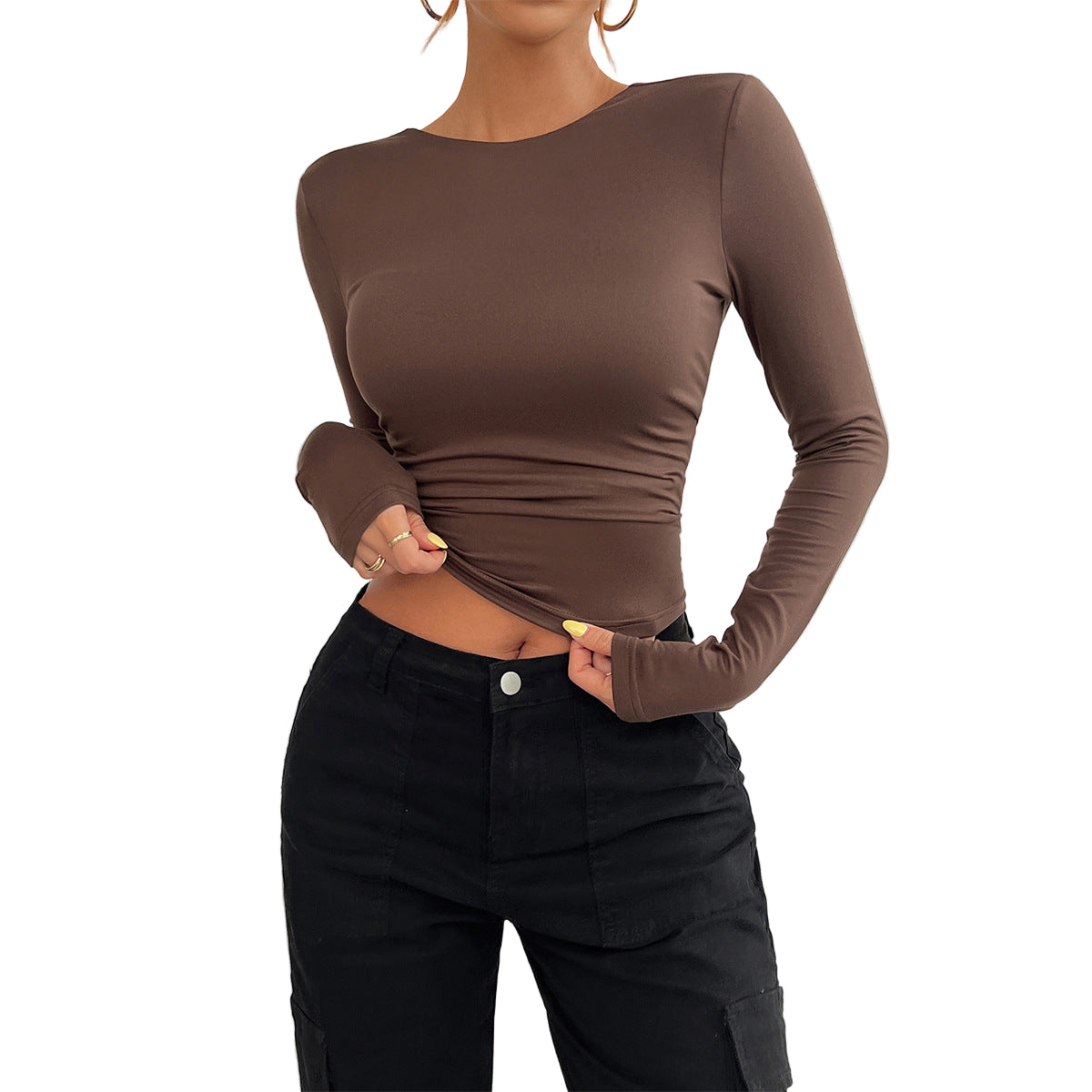 Elegant Slim Round Neck Knitted Long Sleeve Top for Women - Modestly Vogue