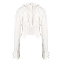 Shirt White Black Shirt for Women Niche Design Waist Trimming Shirt
