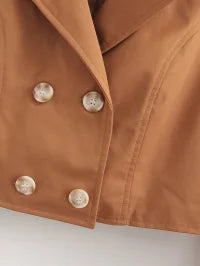 Earthtone Professional Spring And Autumn Lapel Skirt Set Neutral