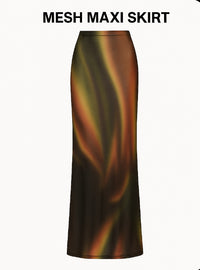 Earthtone PRINTED MESH MAXI SKIRT