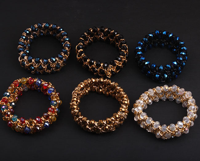 Colorful Crystal Gem Woven Stretch Bracelet - Modestly Vogue
