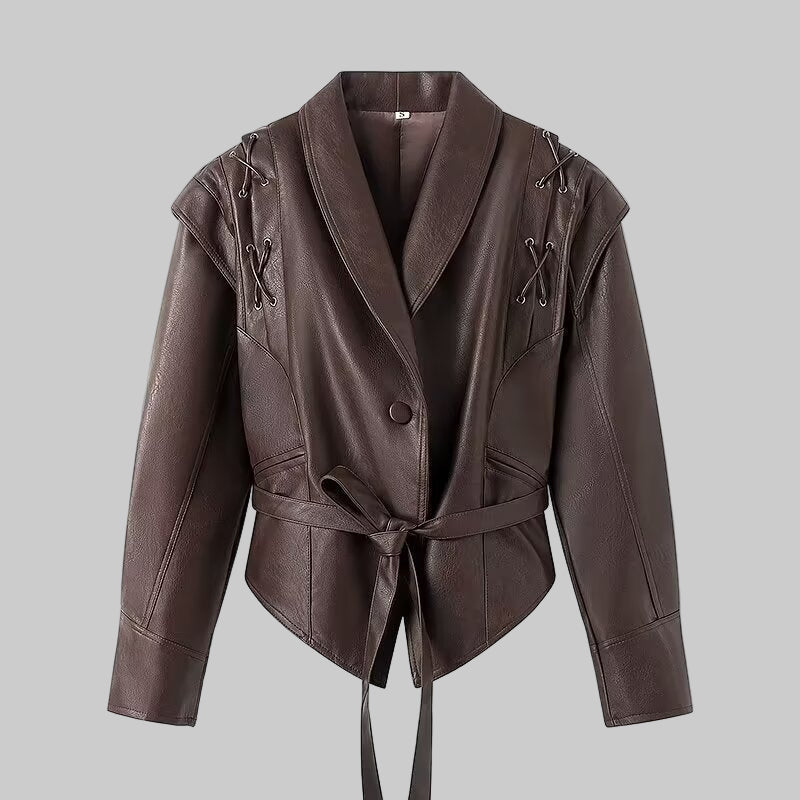 Women Autumn Winter Fashionable Leather Jacket Bomber Jacket Short Coat - Modestly Vogue