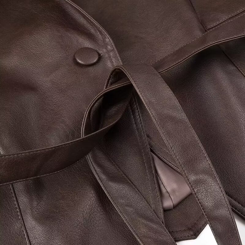 Women Autumn Winter Fashionable Leather Jacket Bomber Jacket Short Coat