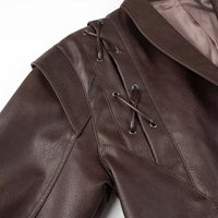Women Autumn Winter Fashionable Leather Jacket Bomber Jacket Short Coat