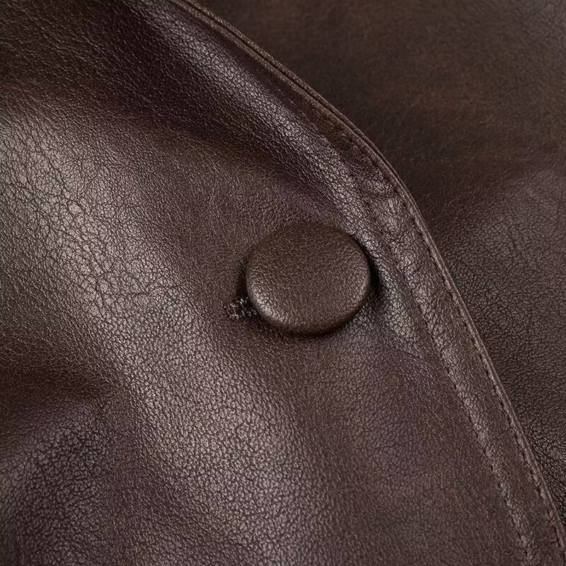 Women Autumn Winter Fashionable Leather Jacket Bomber Jacket Short Coat
