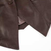 Women Autumn Winter Fashionable Leather Jacket Bomber Jacket Short Coat