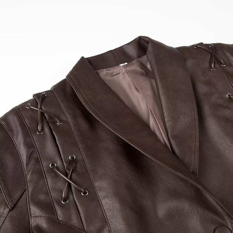 Women Autumn Winter Fashionable Leather Jacket Bomber Jacket Short Coat