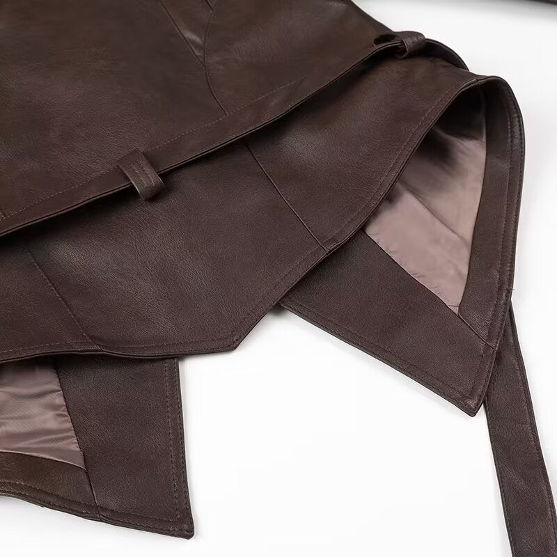 Women Autumn Winter Fashionable Leather Jacket Bomber Jacket Short Coat