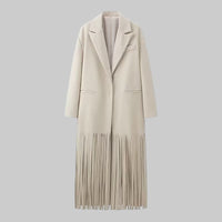 Women Mid Length Tassel Long Trench Coat Dress - Modestly Vogue