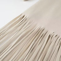 Women Mid Length Tassel Long Trench Coat Dress