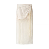 Women's Clothing Embroidery Tassel Hem Decoration Vacation Sheath Mini Skirt Summer