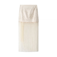 Women's Clothing Embroidery Tassel Hem Decoration Vacation Sheath Mini Skirt Summer