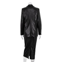 Black Women Clothing Early Spring Blazer Leather Skirt Set Office Two Piece Suit