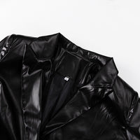 Black Women Clothing Early Spring Blazer Leather Skirt Set Office Two Piece Suit