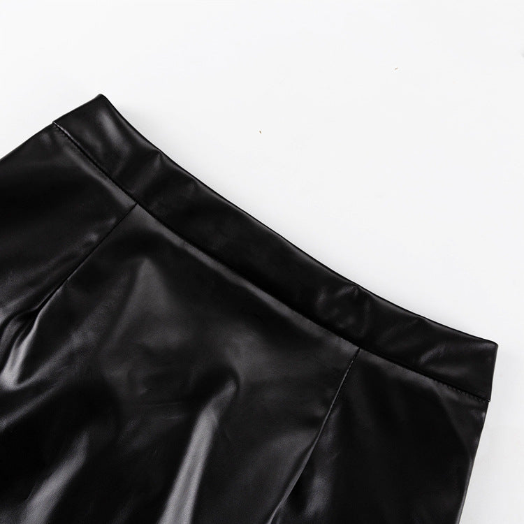 Black Women Clothing Early Spring Blazer Leather Skirt Set Office Two Piece Suit