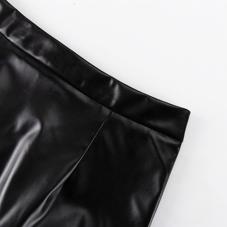 Black Women Clothing Early Spring Blazer Leather Skirt Set Office Two Piece Suit
