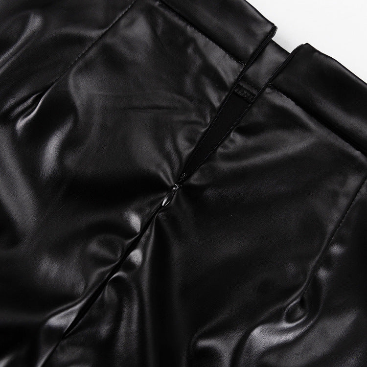 Black Women Clothing Early Spring Blazer Leather Skirt Set Office Two Piece Suit