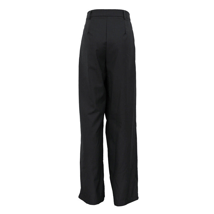 Retro Minority Irregular Asymmetric High Waist Wide Leg Pants Loose Office Trousers