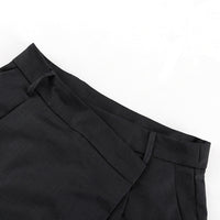 Retro Minority Irregular Asymmetric High Waist Wide Leg Pants Loose Office Trousers