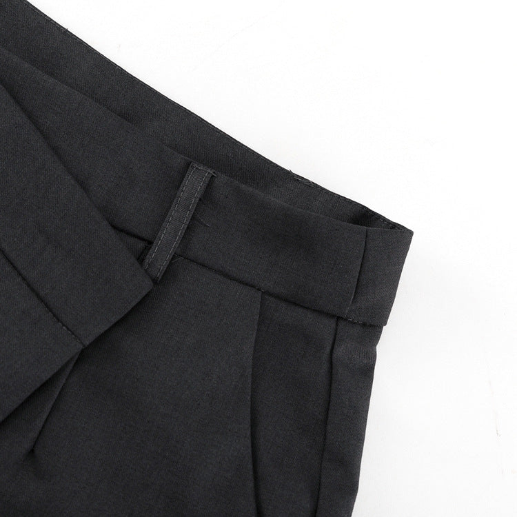 Retro Minority Irregular Asymmetric High Waist Wide Leg Pants Loose Office Trousers