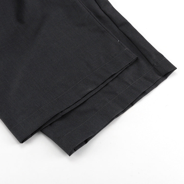 Retro Minority Irregular Asymmetric High Waist Wide Leg Pants Loose Office Trousers