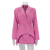 Early Spring French Design Pink Waist Seal Suit Long Sleeve Loose Waist Coat Women Clothing