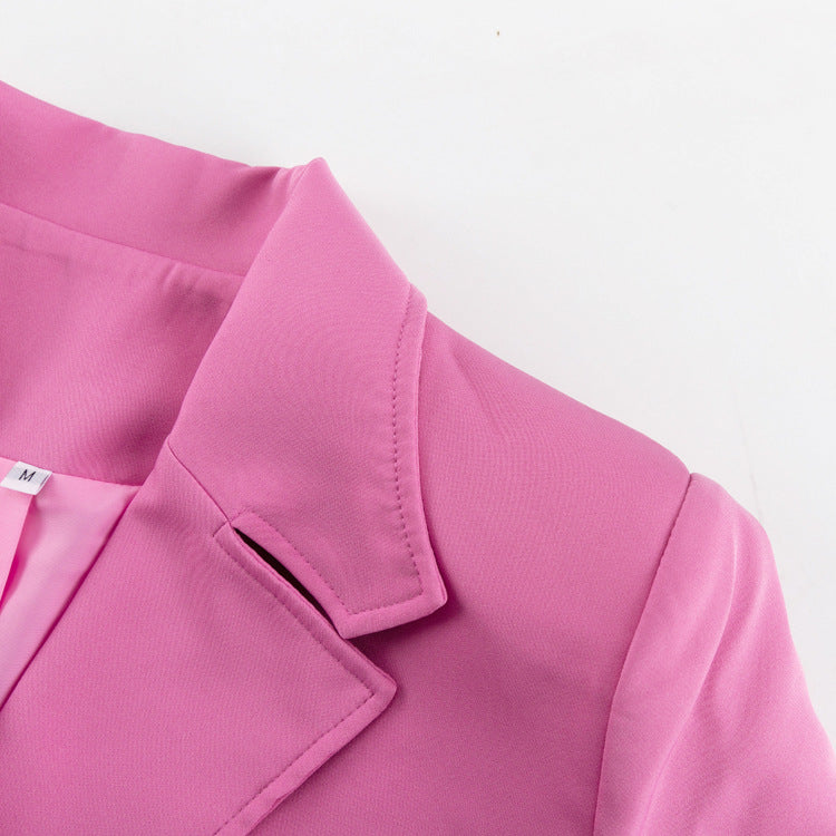 Early Spring French Design Pink Waist Seal Suit Long Sleeve Loose Waist Coat Women Clothing