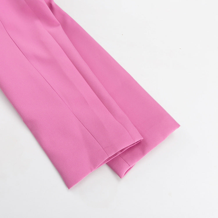 Early Spring French Design Pink Waist Seal Suit Long Sleeve Loose Waist Coat Women Clothing