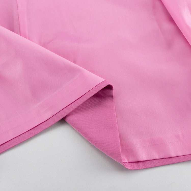 Early Spring French Design Pink Waist Seal Suit Long Sleeve Loose Waist Coat Women Clothing