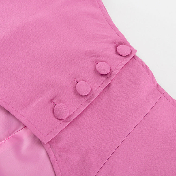 Early Spring French Design Pink Waist Seal Suit Long Sleeve Loose Waist Coat Women Clothing