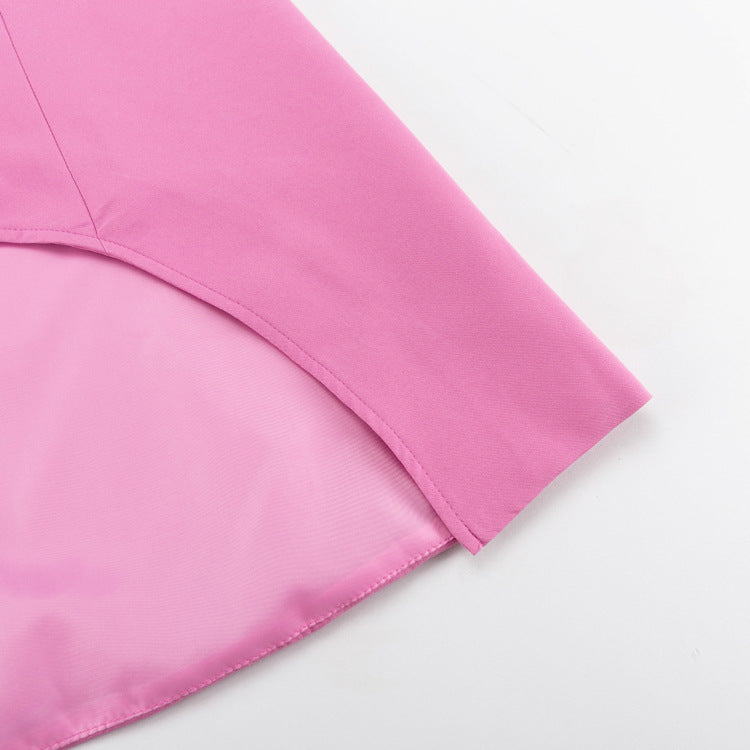 Early Spring French Design Pink Waist Seal Suit Long Sleeve Loose Waist Coat Women Clothing