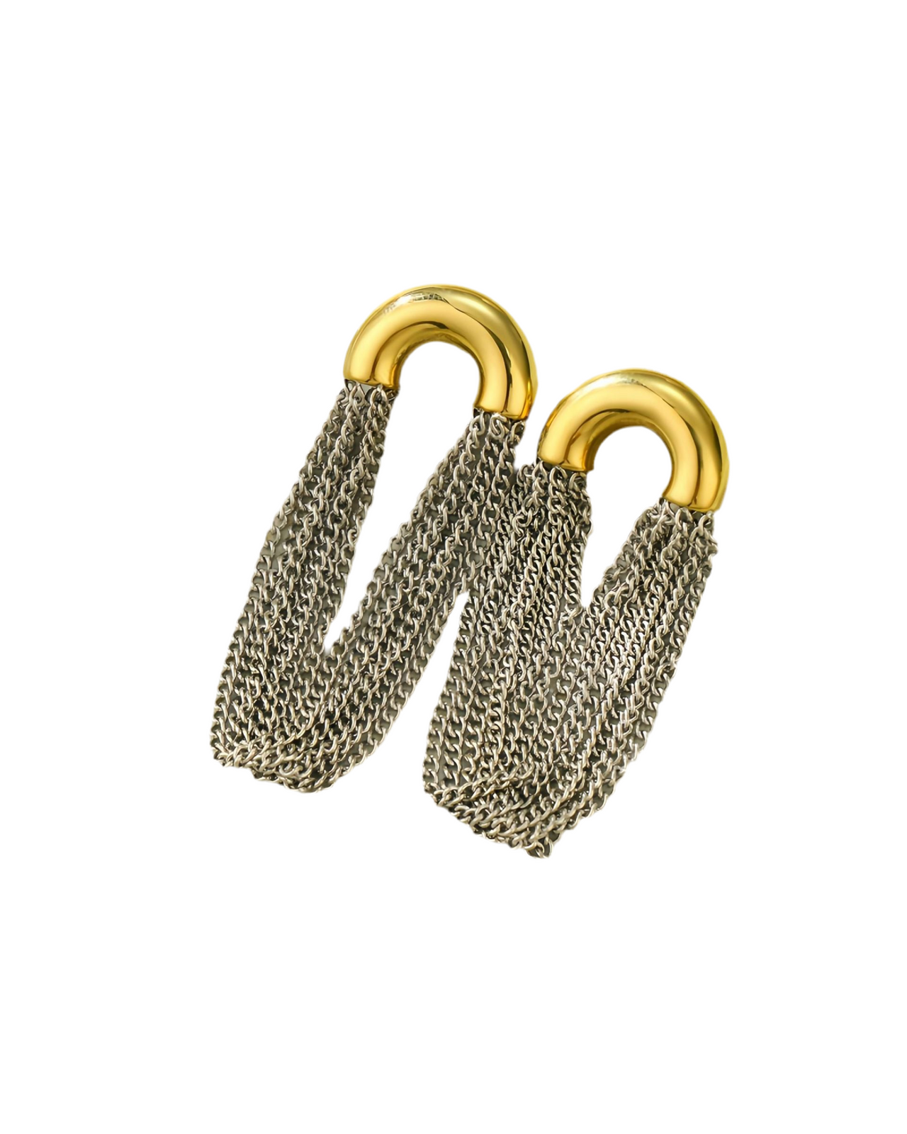 Simple Curved Chain Elegant Long Tassel Stainless Steel Studs C Type Design High-Grade Exquisite Titanium Steel Earrings