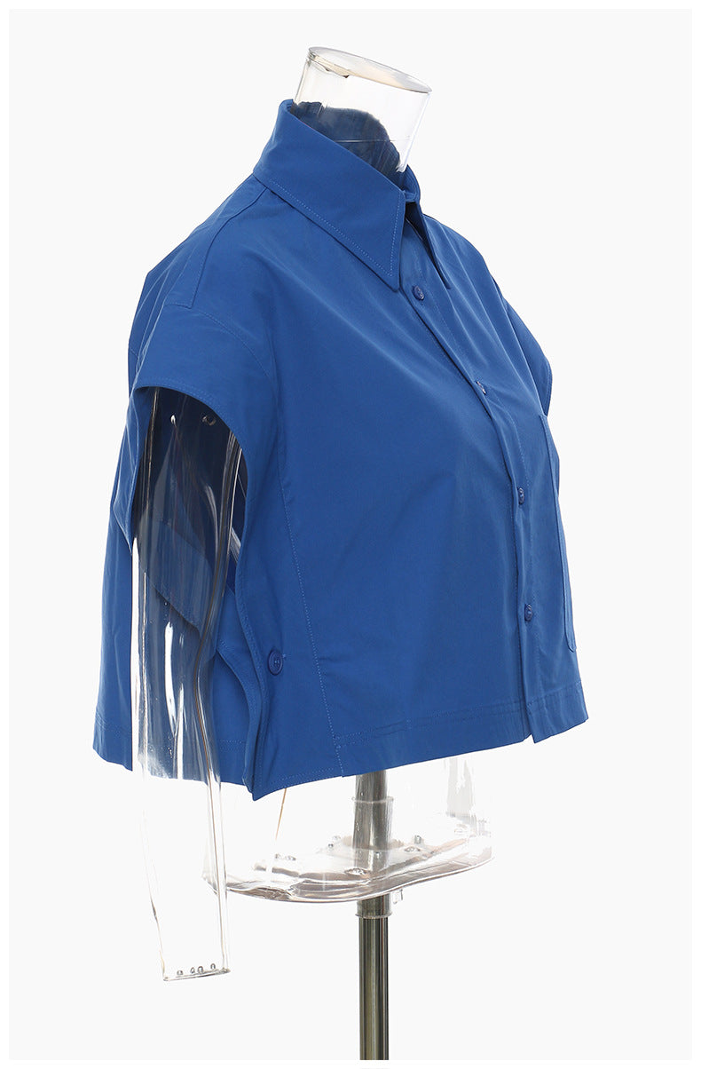 Plaid Shawl Cape Vest Coat – Stylish Top with Button Detail