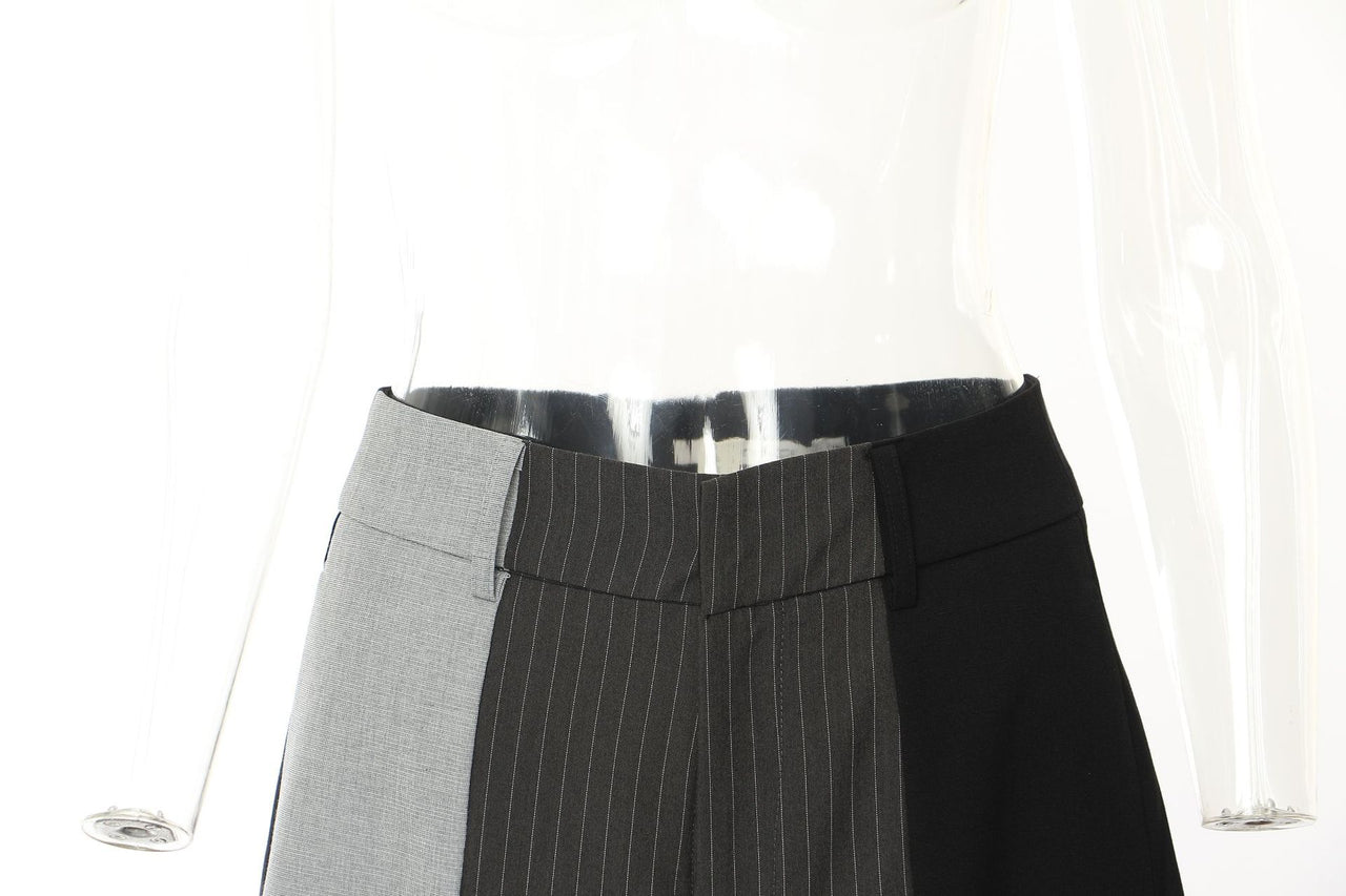 Autumn Three Color Stitching Casual Straight Leg Wide Leg Pants Casual Pants Women