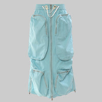 Workwear Camouflage Three Dimensional Zipper Pocket Side Slit Mid Length Skirt