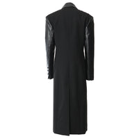 Design Leather Stitching Plaid Cool Coat Trench Coat