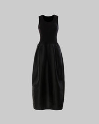 Black Knitted High Elastic Vest Stitching Hem Girl Dress