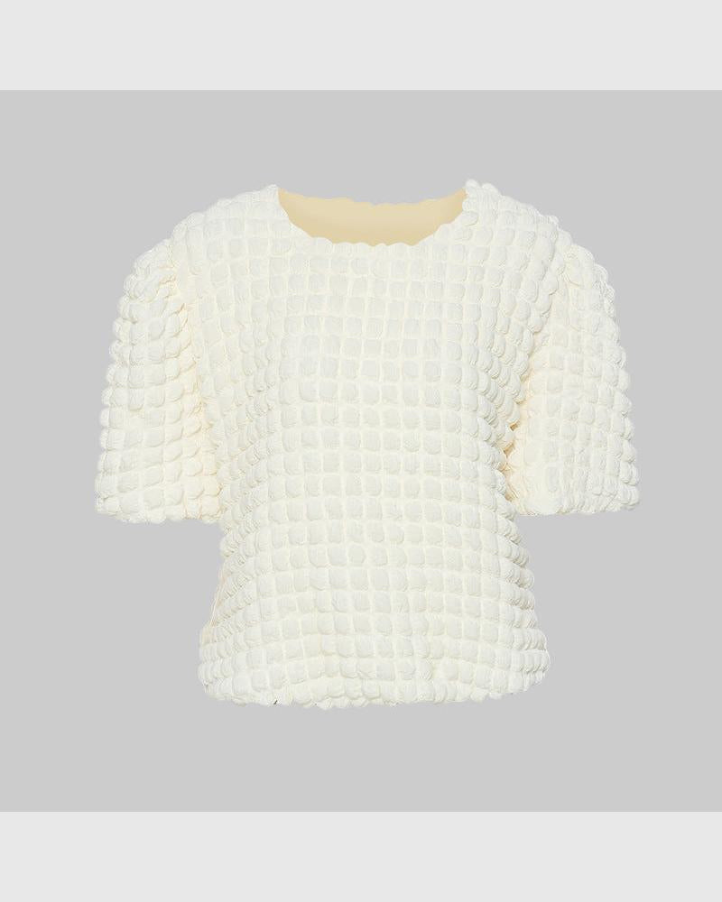 Texture Bubble Feeling Loose Design Doll Shirt T Shirt Top