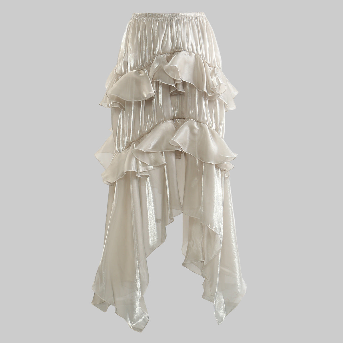 Spring Summer Blingbling Elastic Waist Fluffy Tiered Skirt Special Women Clothing Anti Exposure