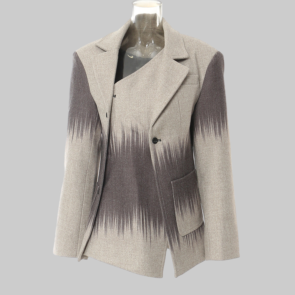 Winter British Several Printing Personality Cutting Slim Fit Woolen Coat Women