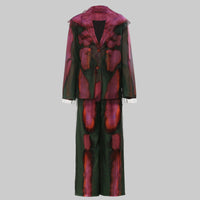 Deep Personalized Graffiti Mesh Stitching Printing Two Piece Set Suit
