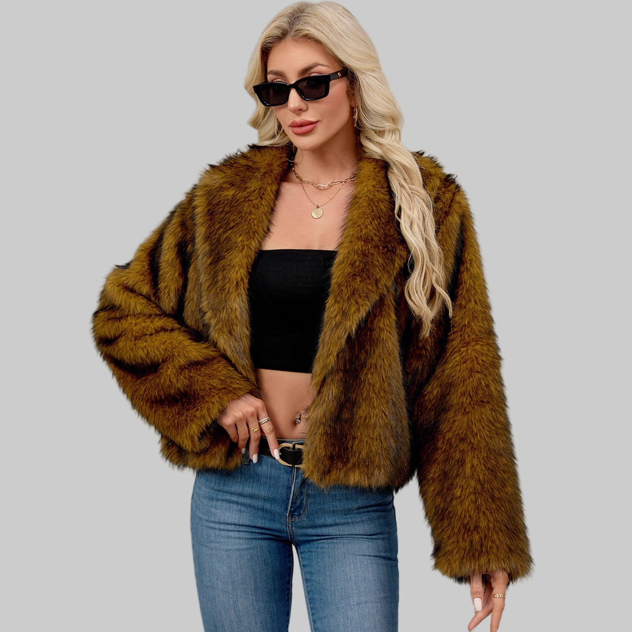 Women Clothing Faux Fur Coat Plush Warm