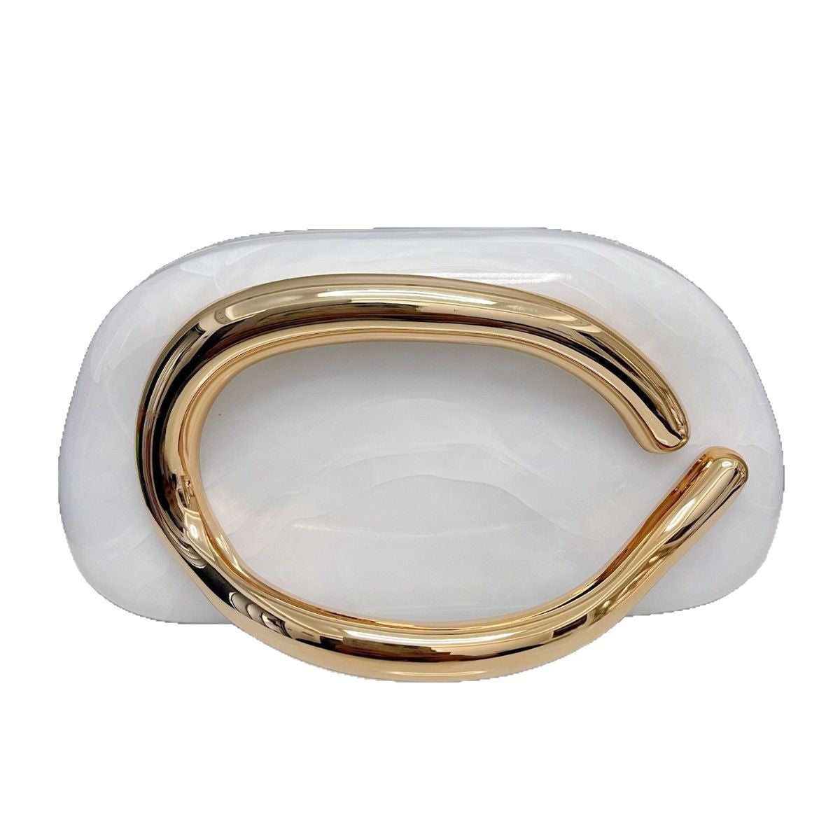 Metal Strip Decorative Design Box Cocktail Clutch Luxury High Sense Bag Handbag